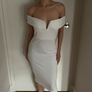Off the shoulder white dress Miss Guided
